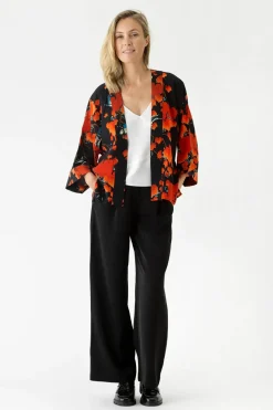 Outlet One Hundred Stars Acer Black Crepe Kimono