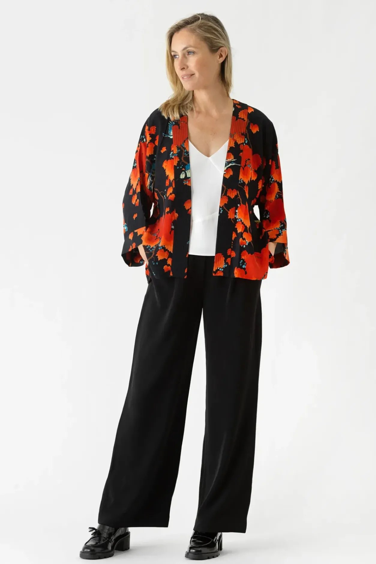 Outlet One Hundred Stars Acer Black Crepe Kimono