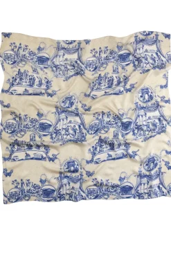 Online One Hundred Stars Ancient Columns Blue Silk Scarf
