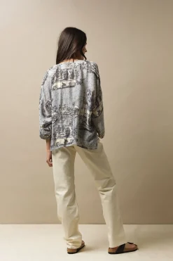 Best One Hundred Stars Ancient Columns Charcoal Kimono