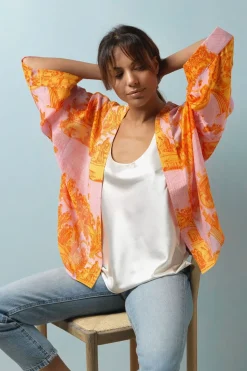 Online One Hundred Stars Ancient Columns Orange Kimono