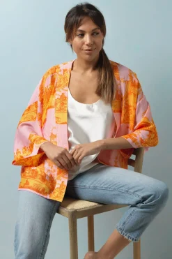 Online One Hundred Stars Ancient Columns Orange Kimono
