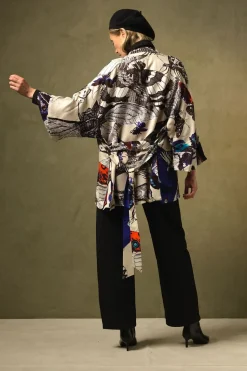 Clearance One Hundred Stars Butterflies Cobalt Wrap Jacket