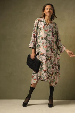One Hundred Stars Chinoiserie Pink Asymmetric Dress