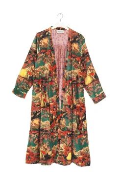 Hot One Hundred Stars Country Toile Berry Velvet Duster Coat