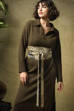 Best One Hundred Stars Dhurrie Taupe Obi Belt