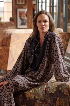 One Hundred Stars Floral Paisley Blue Boho Dress