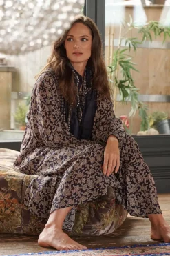 One Hundred Stars Floral Paisley Blue Boho Dress