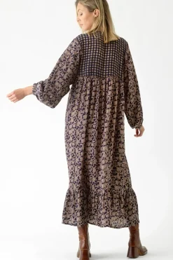 One Hundred Stars Floral Paisley Blue Boho Dress