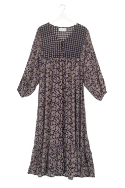 One Hundred Stars Floral Paisley Blue Boho Dress