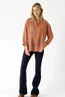 Clearance One Hundred Stars Floral Paisley Orange Darcy Shirt