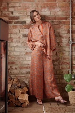 Clearance One Hundred Stars Floral Paisley Orange Palazzo Pant