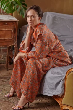 Clearance One Hundred Stars Floral Paisley Orange Palazzo Pant
