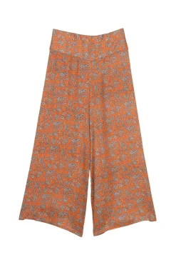 Clearance One Hundred Stars Floral Paisley Orange Palazzo Pant