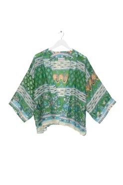 Clearance One Hundred Stars Folk Flowers Green Kimono