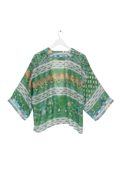 Clearance One Hundred Stars Folk Flowers Green Kimono