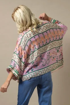 Discount One Hundred Stars Folk Flowers Pink Kimono