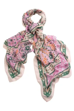 Sale One Hundred Stars Folk Flowers Pink Scarf