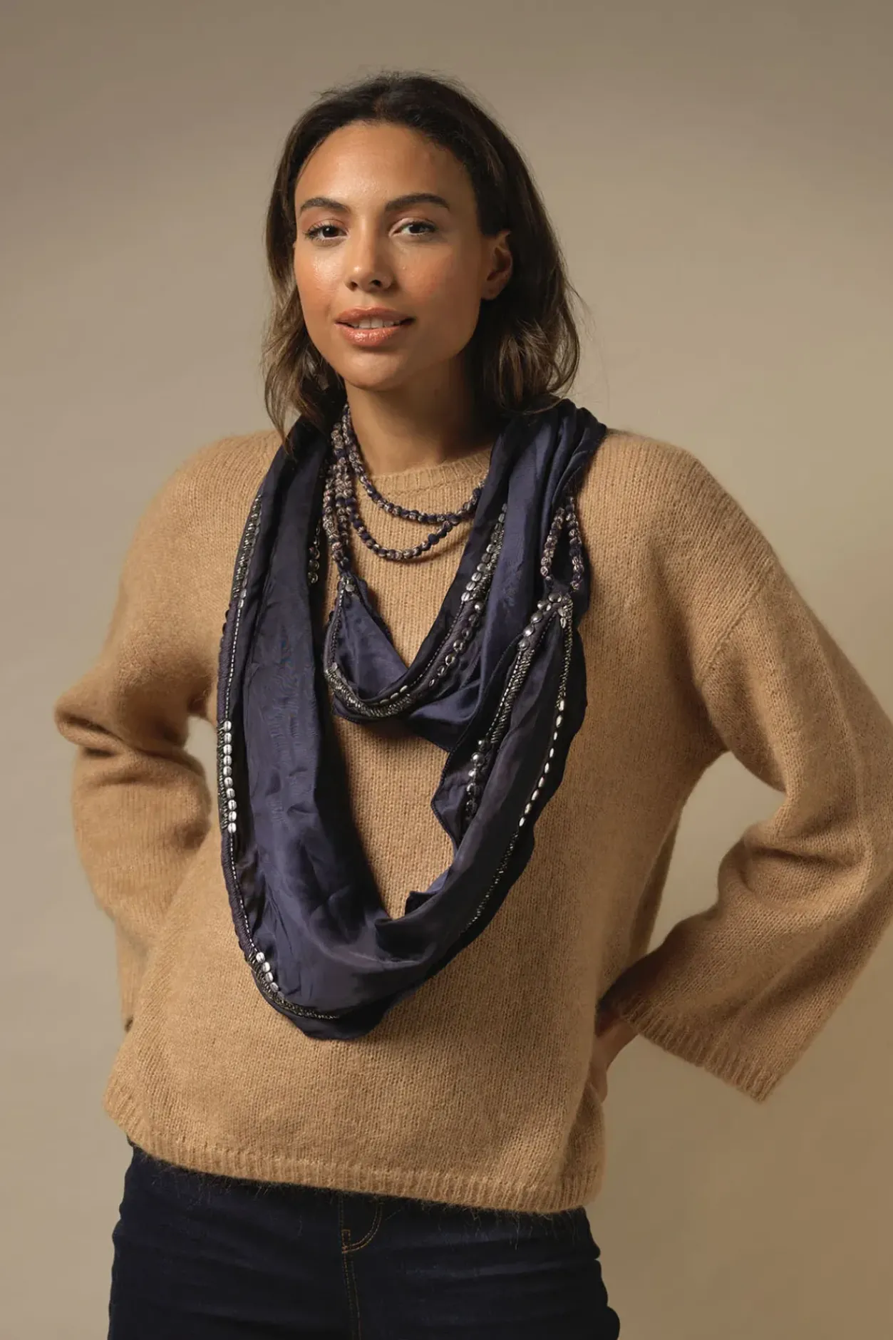 Best One Hundred Stars Indian Heritage Blue Necklace Scarf