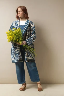 Outlet One Hundred Stars Jaipur Blue Velvet Boyfriend Jacket