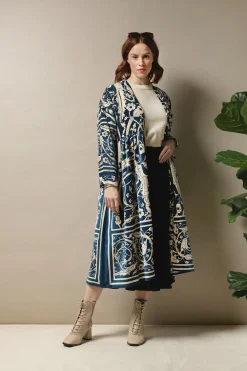 Online One Hundred Stars Jaipur Blue Velvet Duster Coat