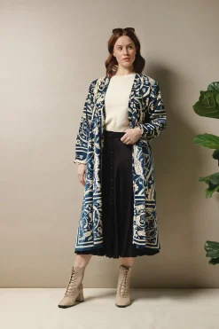Online One Hundred Stars Jaipur Blue Velvet Duster Coat