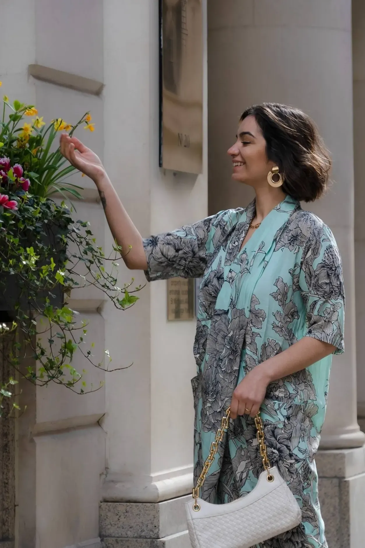 New One Hundred Stars Kew Etched Floral Aqua Rachel Dress
