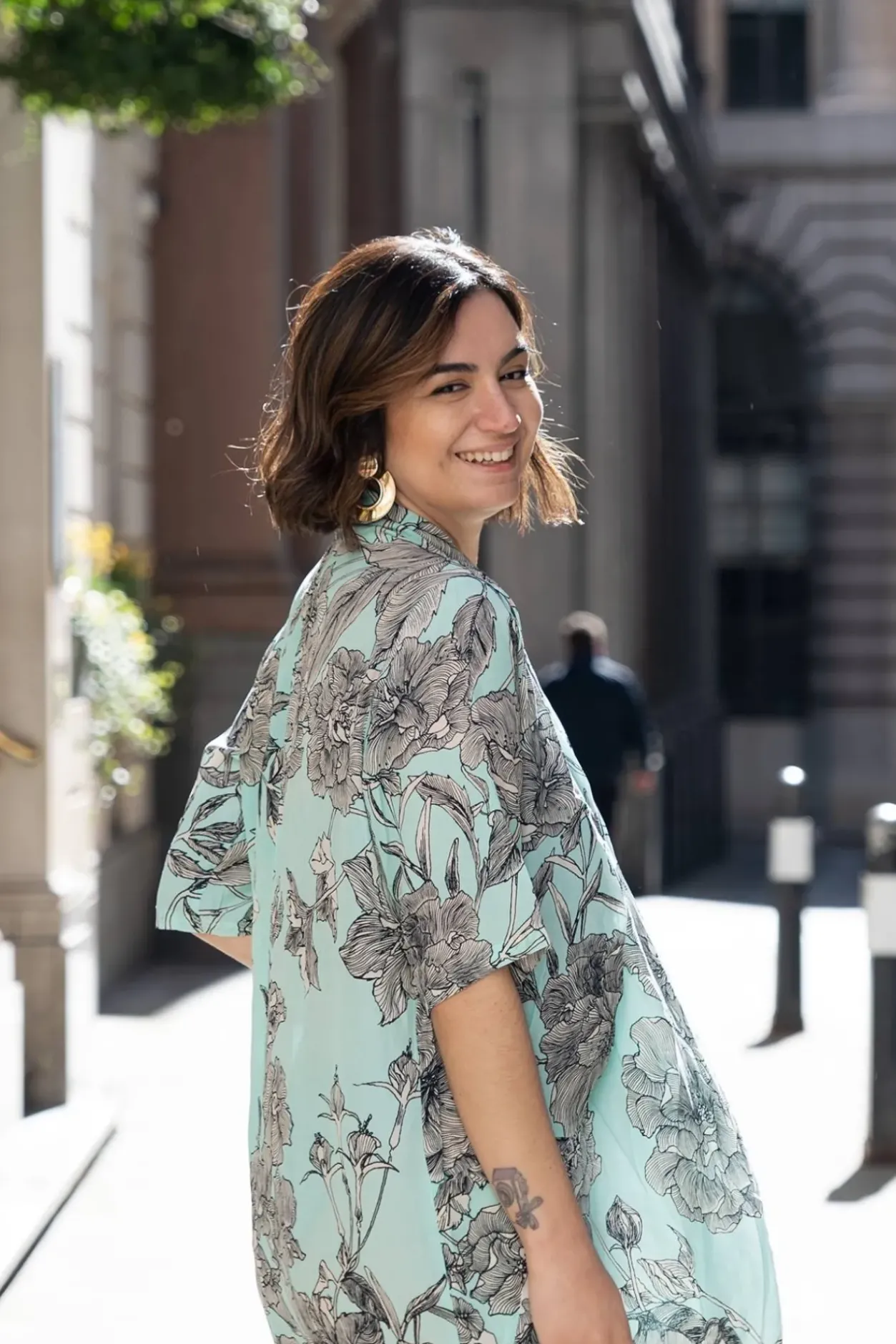 New One Hundred Stars Kew Etched Floral Aqua Rachel Dress