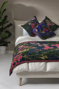 One Hundred Stars Kew Magnolia Blue Velvet Throw