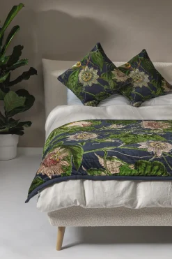 Clearance One Hundred Stars Kew Passion Flower Grey Velvet Throw