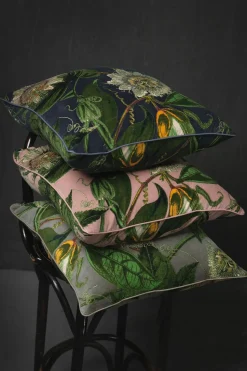 Hot One Hundred Stars Kew Passion Flower Pink Velvet Square Cushion