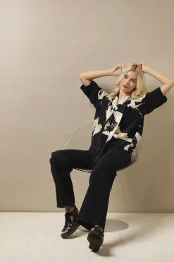 New One Hundred Stars Stork Black Rachel Top