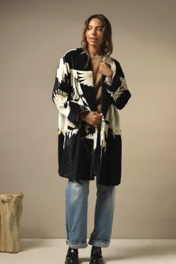 One Hundred Stars Stork Black Velvet Boyfriend Jacket