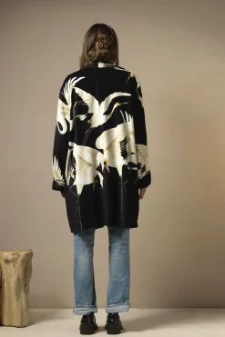 One Hundred Stars Stork Black Velvet Boyfriend Jacket
