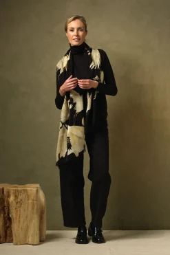 Online One Hundred Stars Stork Black Wool Scarf