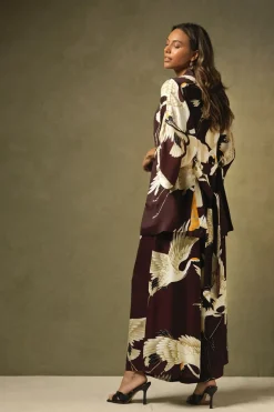 Outlet One Hundred Stars Stork Burgundy Palazzo Pant