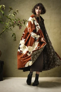 Best One Hundred Stars Stork Cigar Velvet Duster Coat