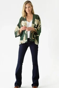 New One Hundred Stars Stork Forest Green Kimono