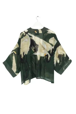 New One Hundred Stars Stork Forest Green Kimono