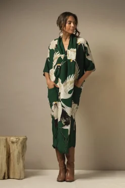 One Hundred Stars Stork Forest Green Rachel Dress