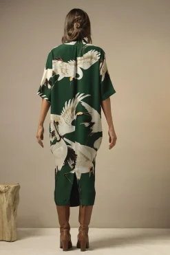 One Hundred Stars Stork Forest Green Rachel Dress