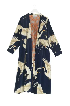 Discount One Hundred Stars Stork Navy Velvet Duster Coat