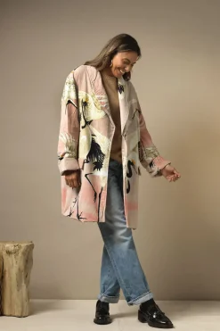 Sale One Hundred Stars Stork Pink Velvet Boyfriend Jacket