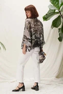 One Hundred Stars Sunburst Grey Kimono