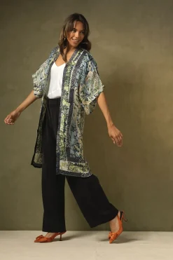Online One Hundred Stars Tapestry Sea Midi Kimono