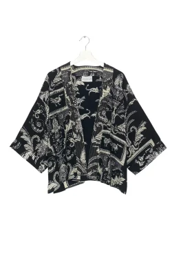Sale One Hundred Stars Vintage Damask Black Crepe Kimono