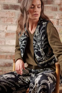 New One Hundred Stars Vintage Damask Black Gilet