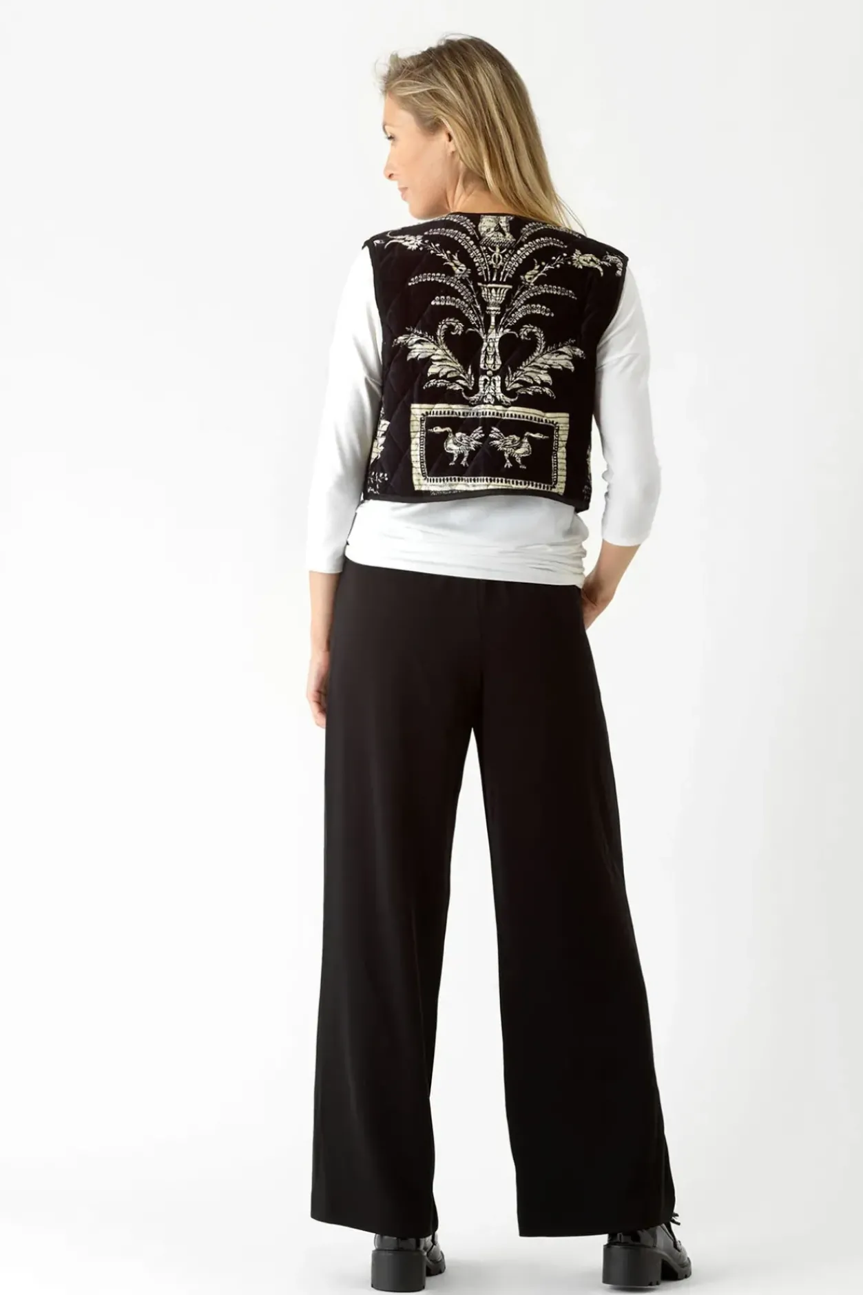 New One Hundred Stars Vintage Damask Black Gilet