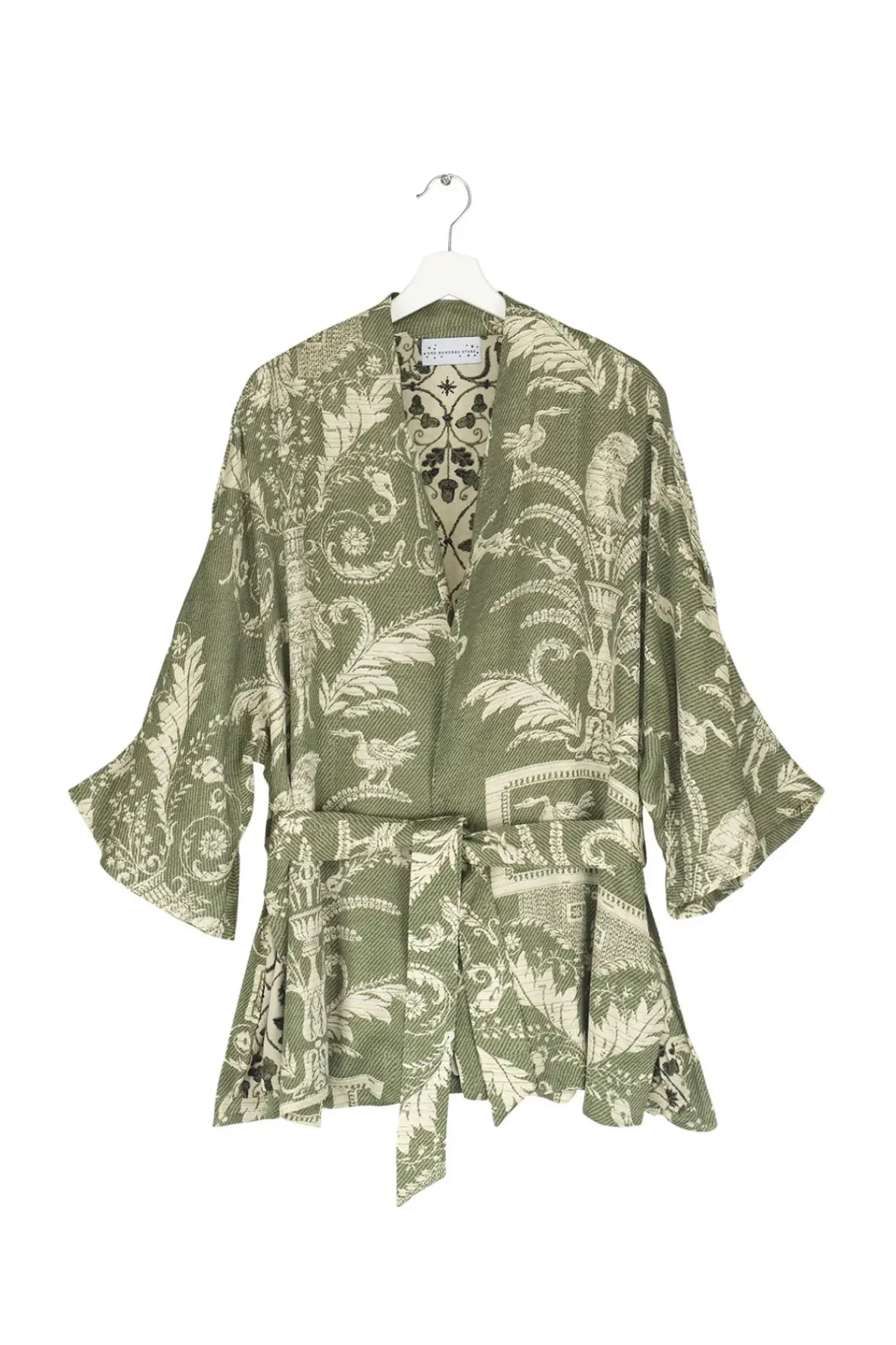 New One Hundred Stars Vintage Damask Sage Wrap Jacket