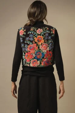 Clearance One Hundred Stars Woven Flower Black Gilet